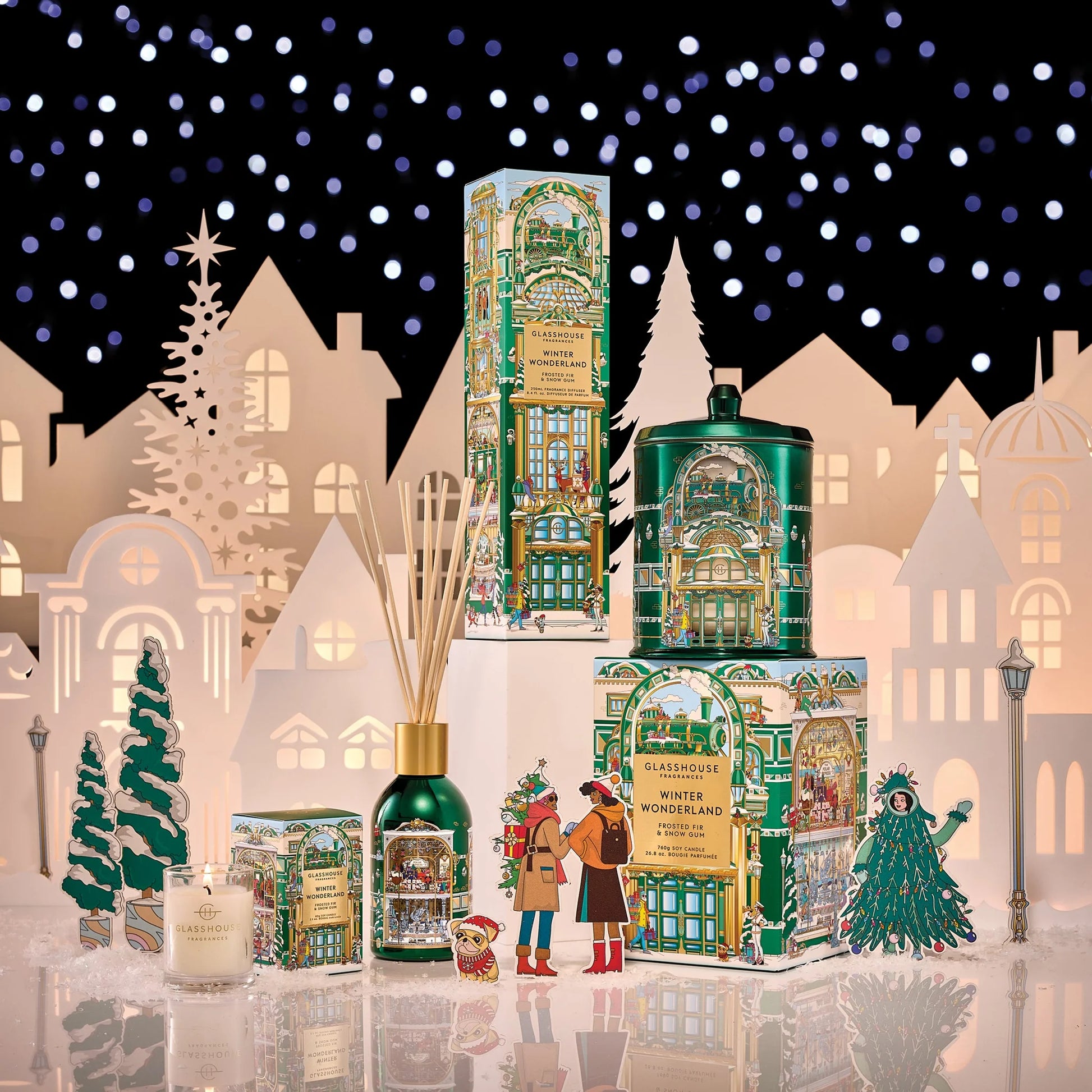 Glasshouse Fragrances Winter Wonderland Diffuser – Frosted Fir & Snow Gum 8.4 fl oz by Glasshouse Fragrances