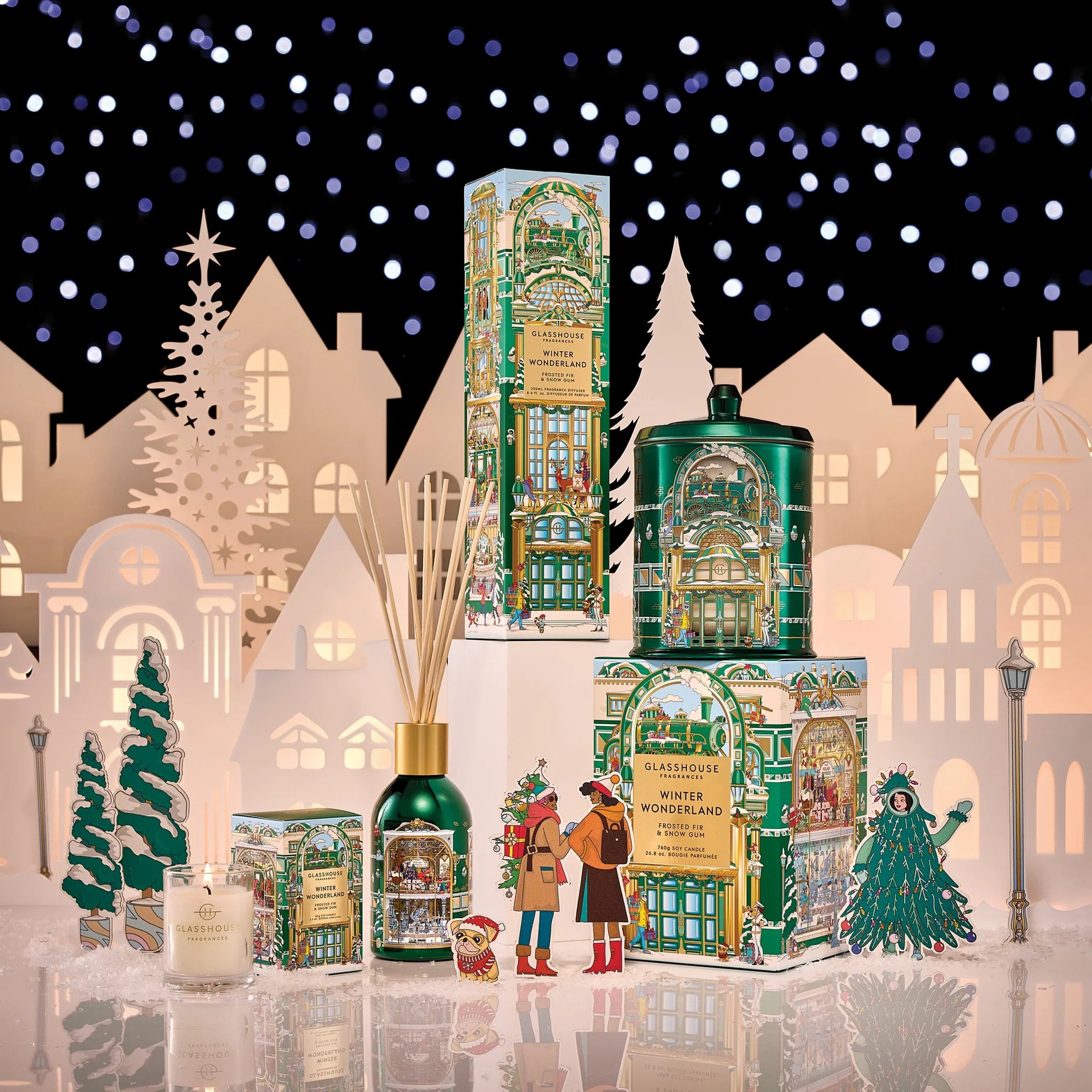 Glasshouse Fragrances Winter Wonderland Diffuser – Frosted Fir & Snow Gum 8.4 fl oz by Glasshouse Fragrances