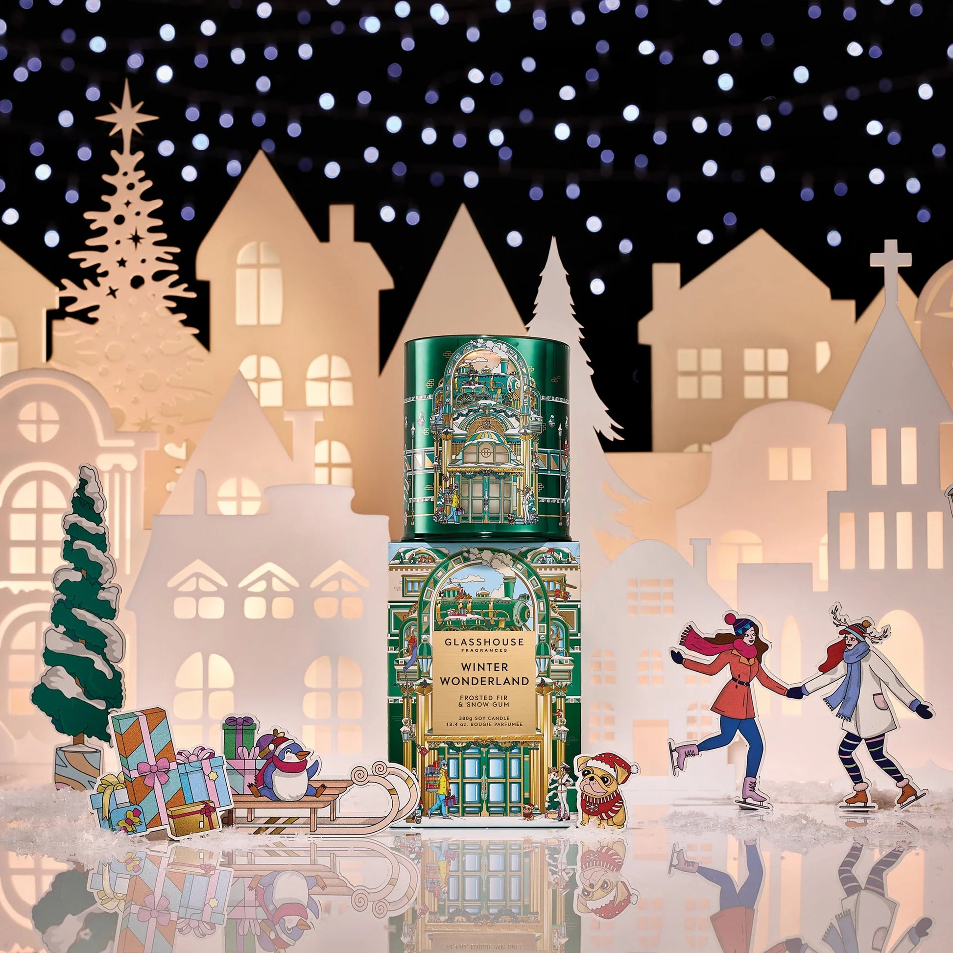 Winter Wonderland Candle – Frosted Fir & Snow Gum 13.4 oz by Glasshouse Fragrances