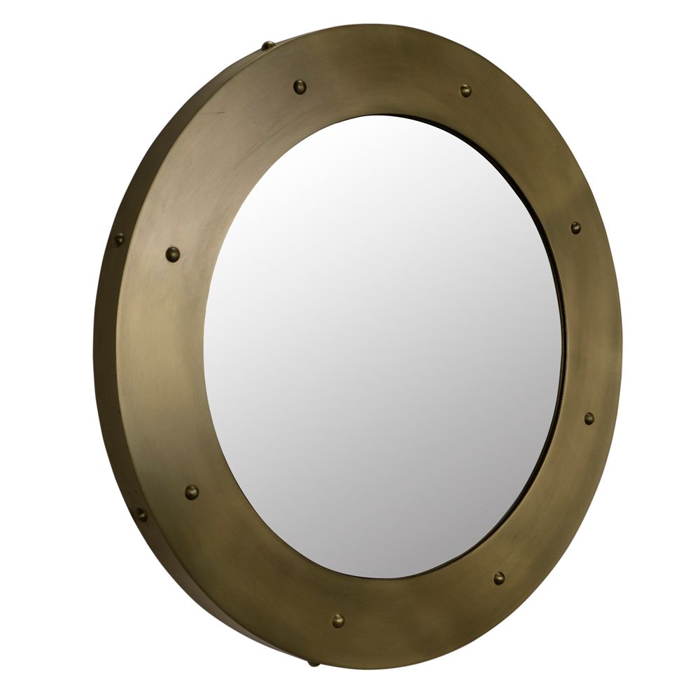 Clay Mirror, Large, Metal with Brass Finish by NOIR