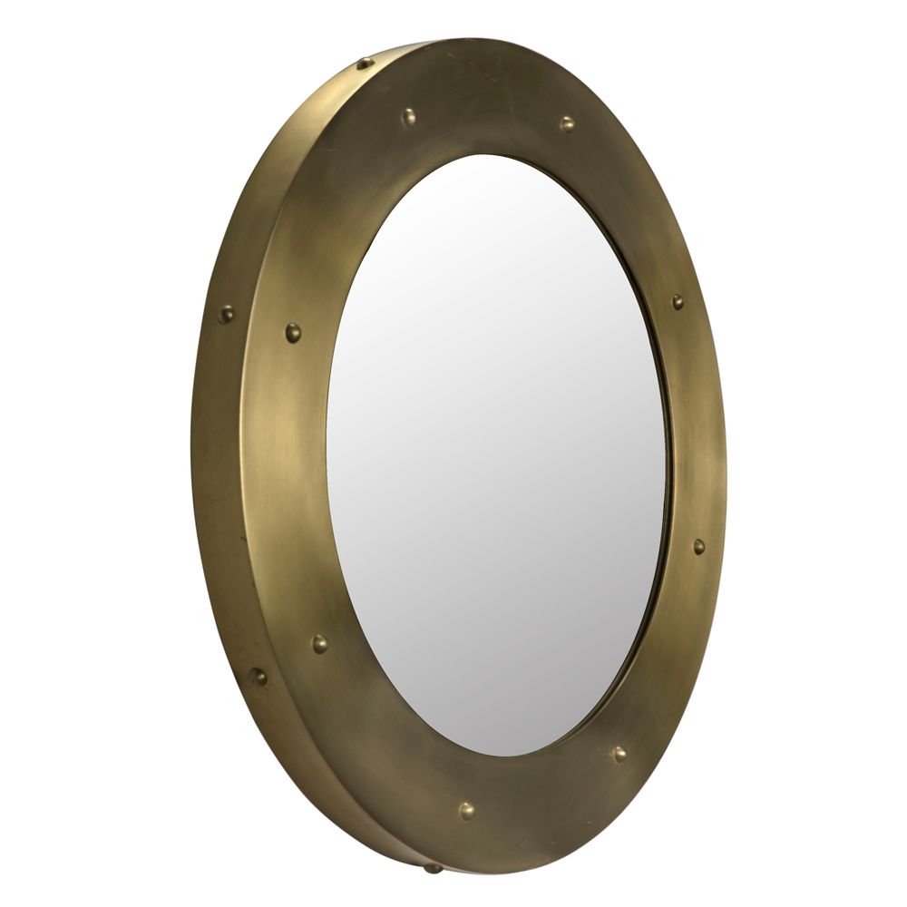 Clay Mirror, Large, Metal with Brass Finish by NOIR