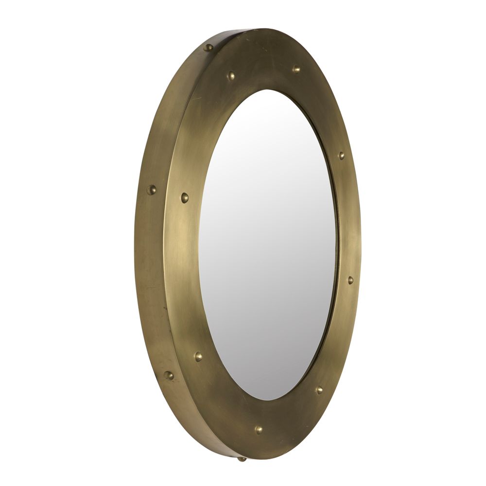 Clay Mirror, Large, Metal with Brass Finish by NOIR