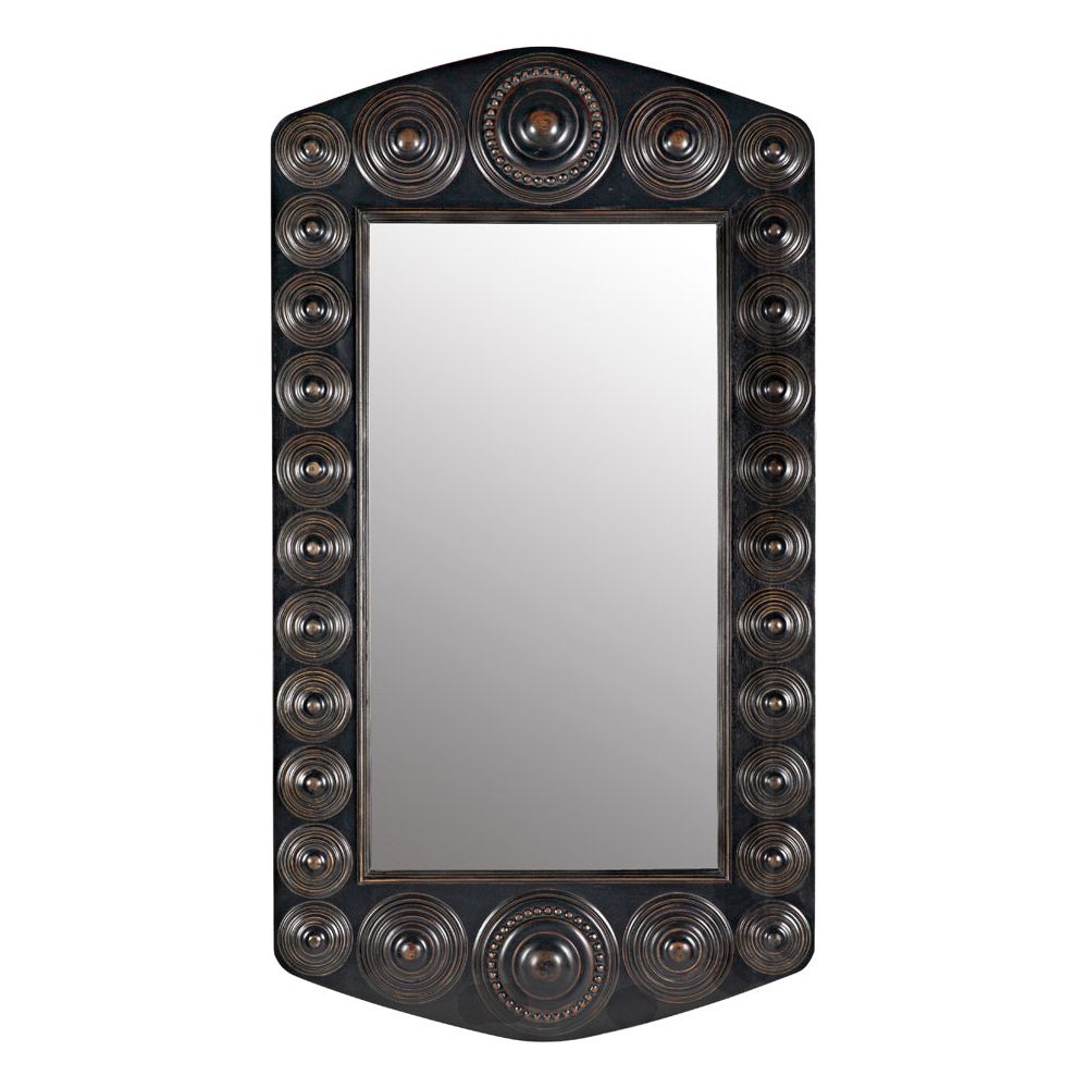 Nanna Mirror, Hand Rubbed Black with Light Brown Trim by NOIR