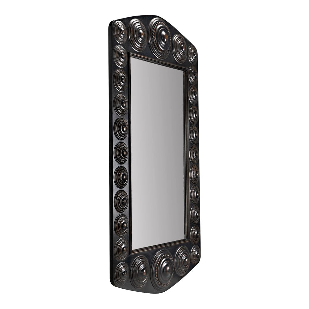 Nanna Mirror, Hand Rubbed Black with Light Brown Trim by NOIR