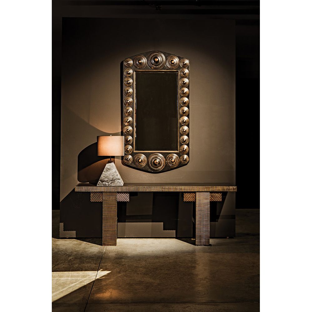 Nanna Mirror, Hand Rubbed Black with Light Brown Trim by NOIR