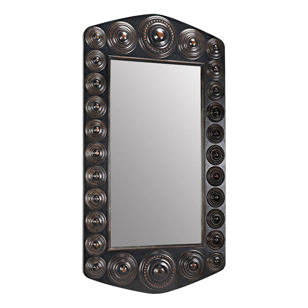 Nanna Mirror, Hand Rubbed Black with Light Brown Trim by NOIR