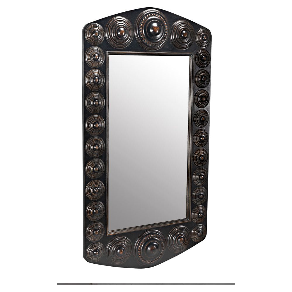 Nanna Mirror, Hand Rubbed Black with Light Brown Trim by NOIR