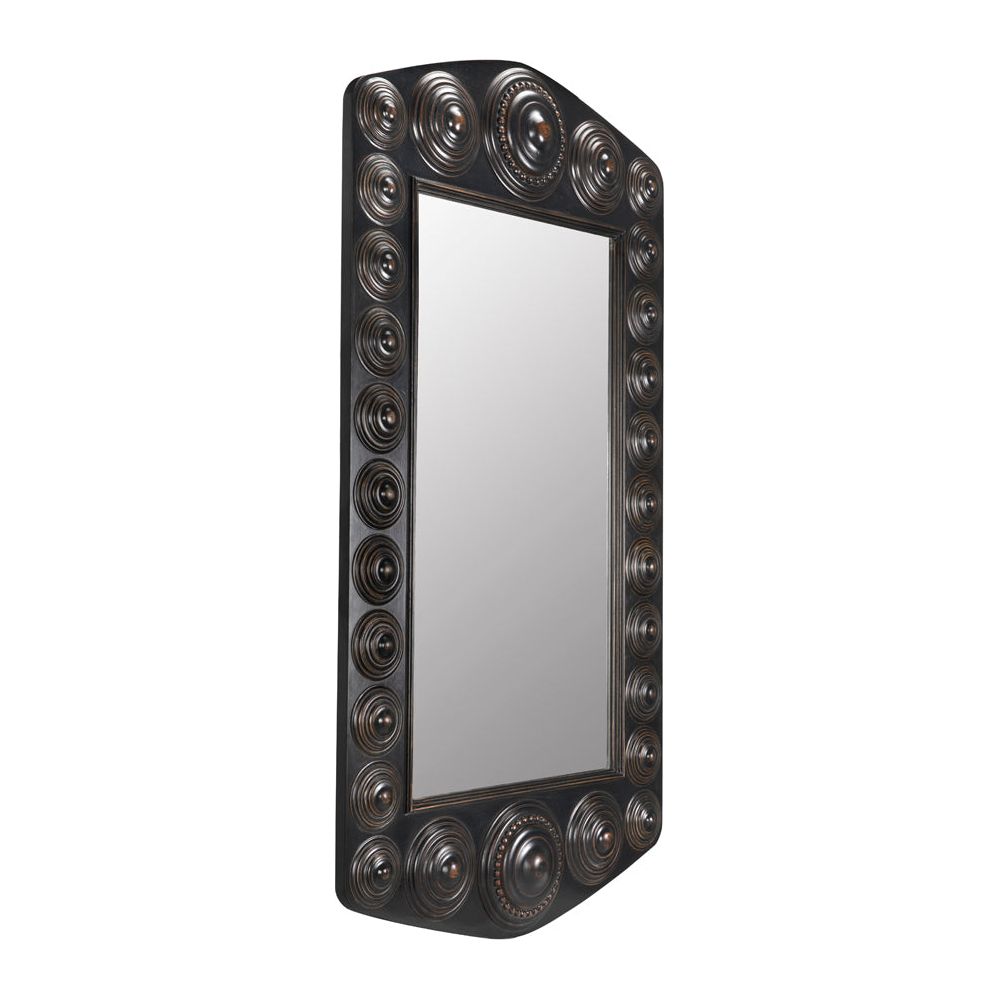 Nanna Mirror, Hand Rubbed Black with Light Brown Trim by NOIR
