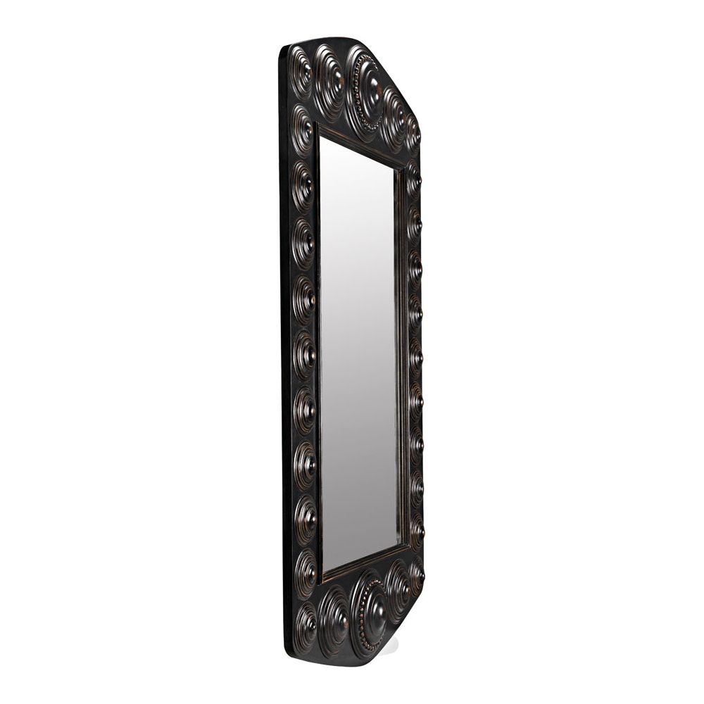 Nanna Mirror, Hand Rubbed Black with Light Brown Trim by NOIR