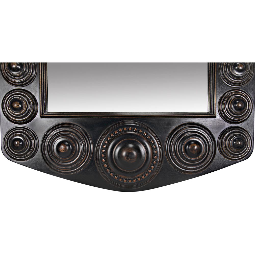 Nanna Mirror, Hand Rubbed Black with Light Brown Trim by NOIR