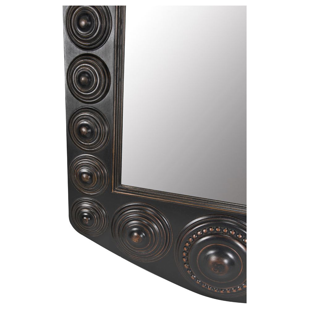 Nanna Mirror, Hand Rubbed Black with Light Brown Trim by NOIR