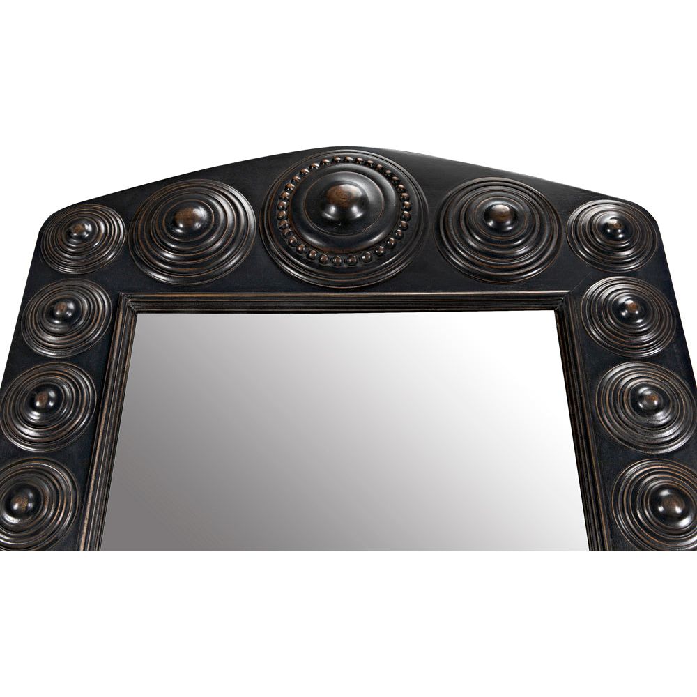 Nanna Mirror, Hand Rubbed Black with Light Brown Trim by NOIR