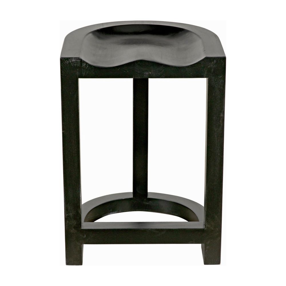 Saddle Counter Stool, Hand Rubbed Black by NOIR