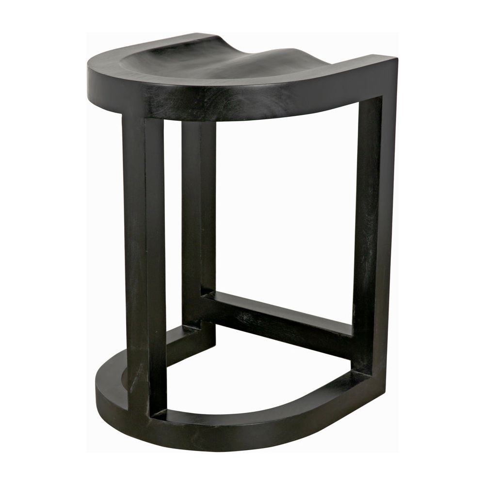 Saddle Counter Stool, Hand Rubbed Black by NOIR