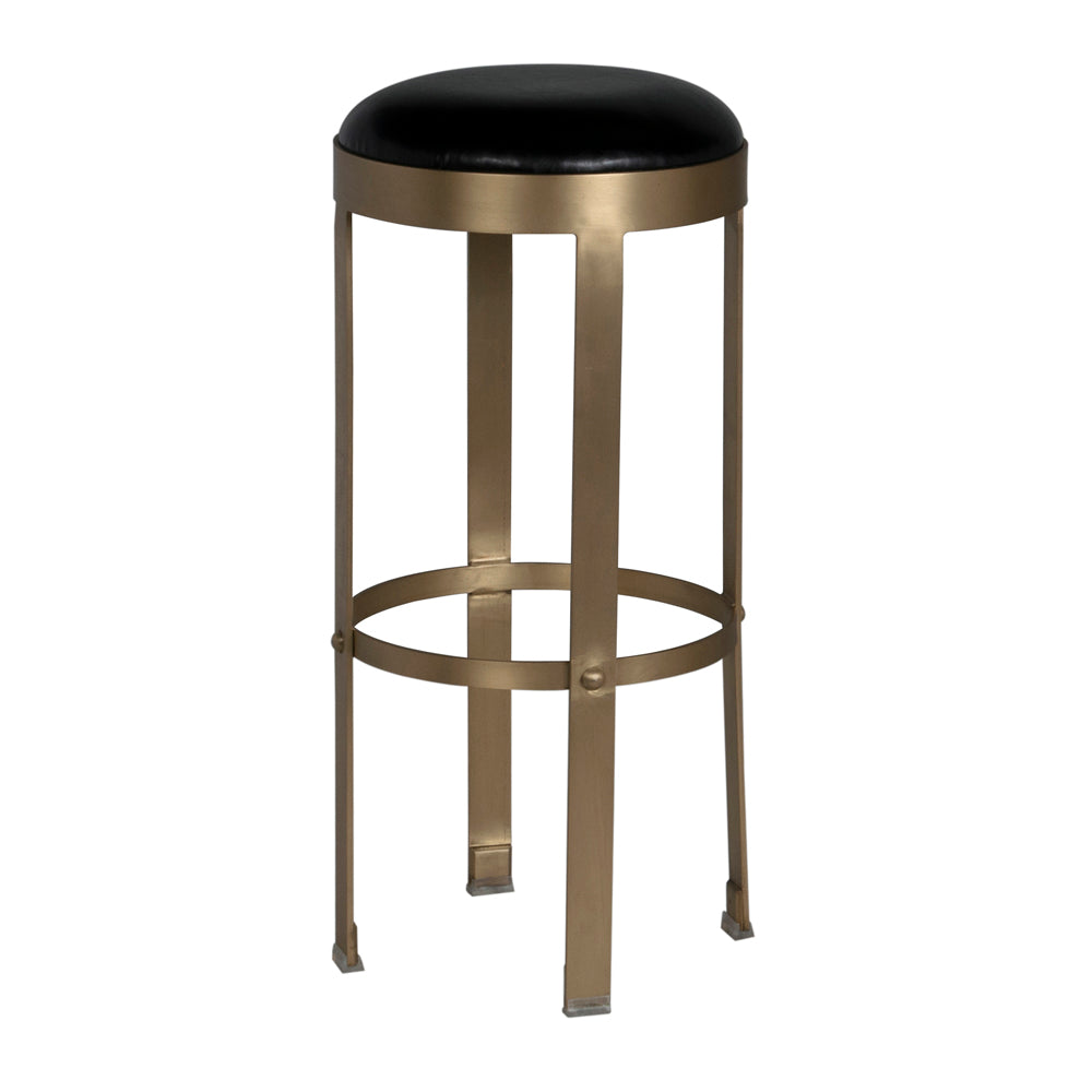 Prince Bar Stool with Leather, Brass Finish by NOIR