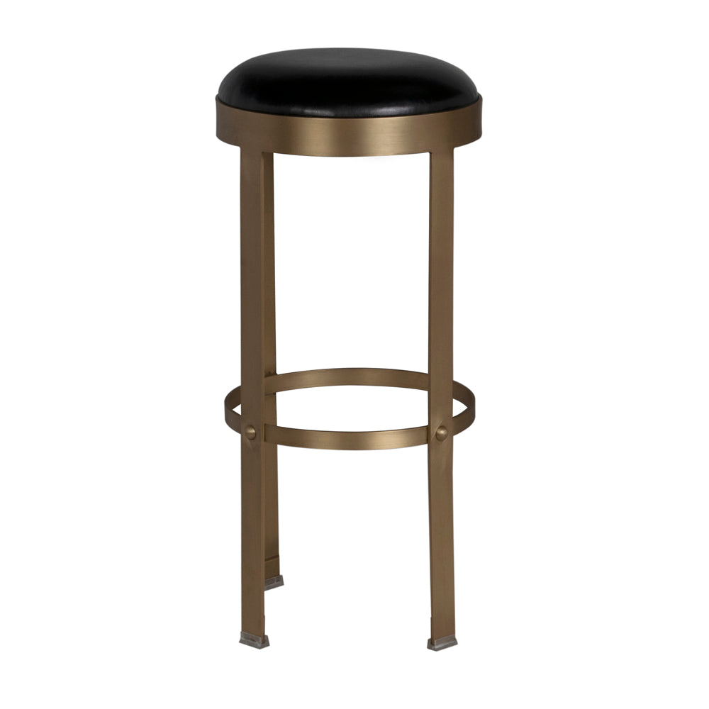 Prince Bar Stool with Leather, Brass Finish by NOIR
