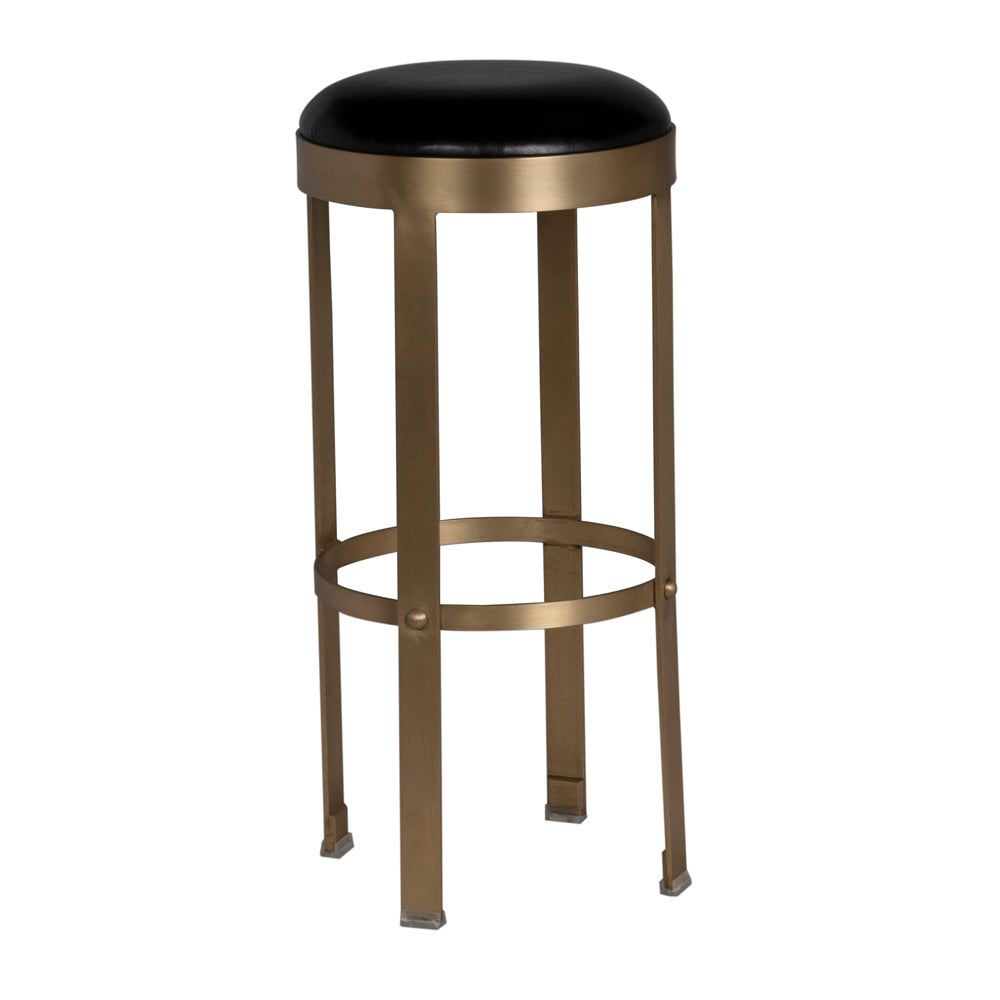 Prince Bar Stool with Leather, Brass Finish by NOIR