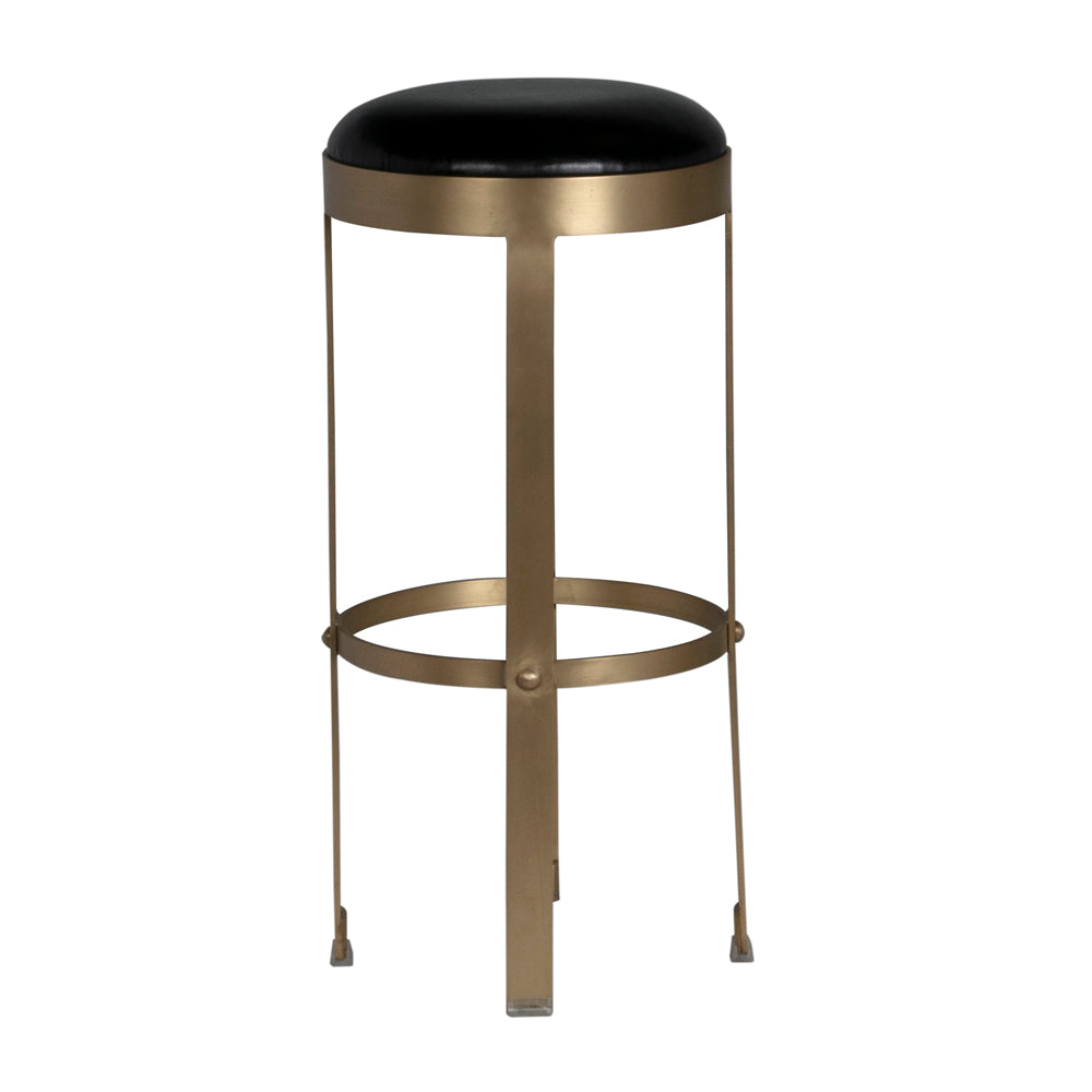 Prince Bar Stool with Leather, Brass Finish by NOIR