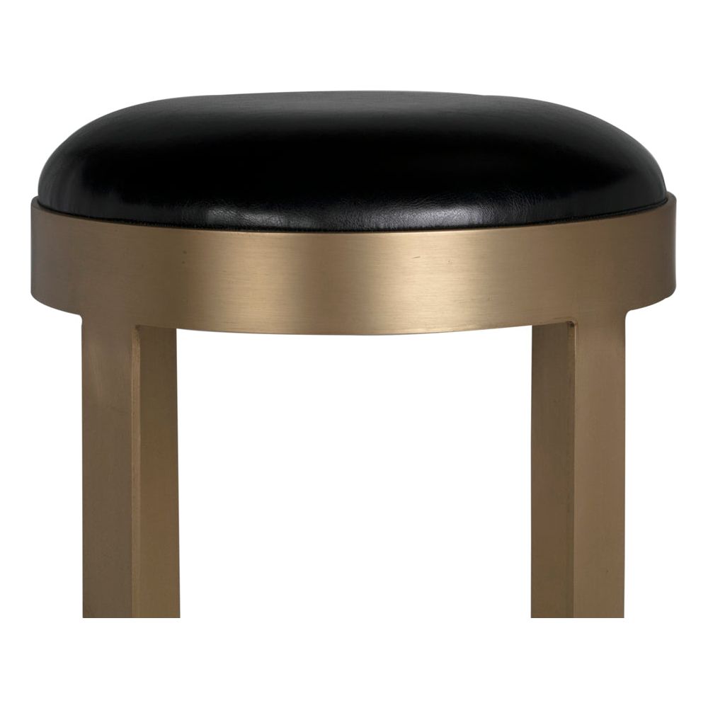 Prince Bar Stool with Leather, Brass Finish by NOIR