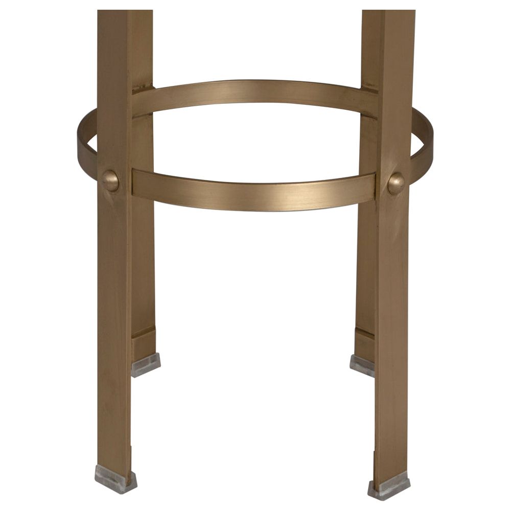 Prince Bar Stool with Leather, Brass Finish by NOIR