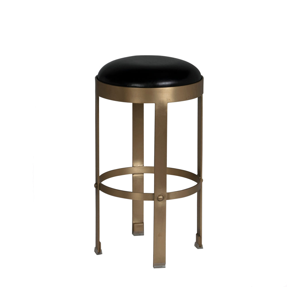 Prince Counter Stool with Leather, Brass Finish by NOIR