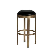 Prince Counter Stool with Leather, Brass Finish by NOIR