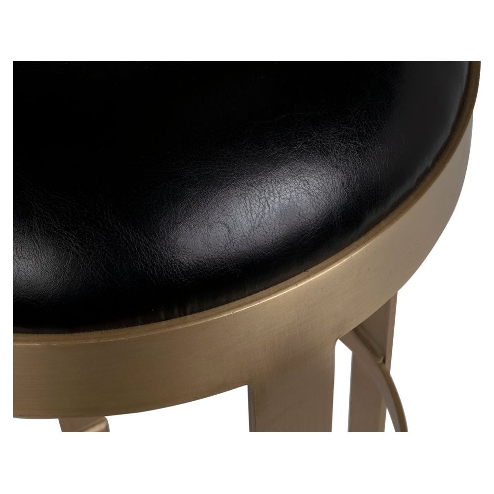Prince Counter Stool with Leather, Brass Finish by NOIR
