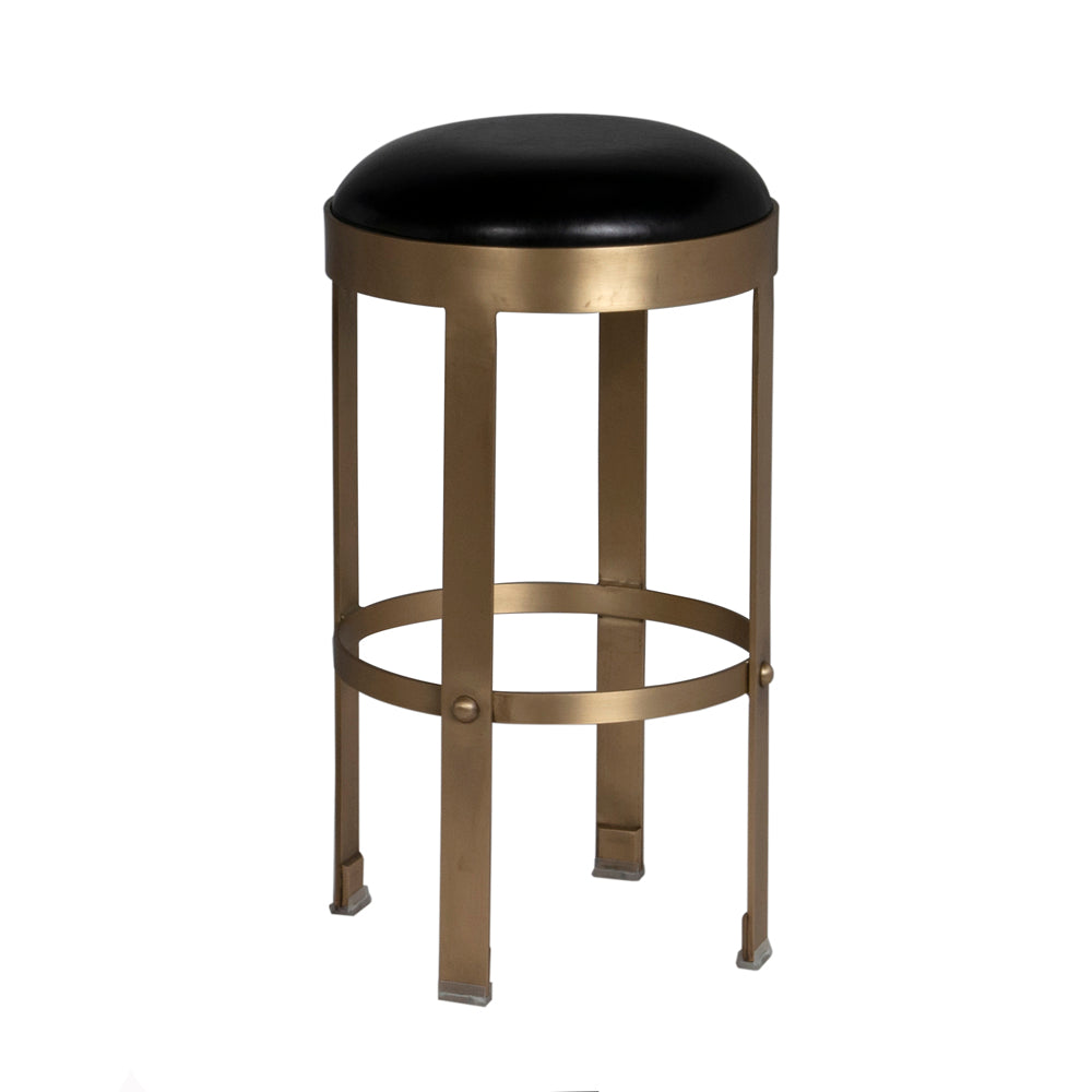 Prince Counter Stool with Leather, Brass Finish by NOIR