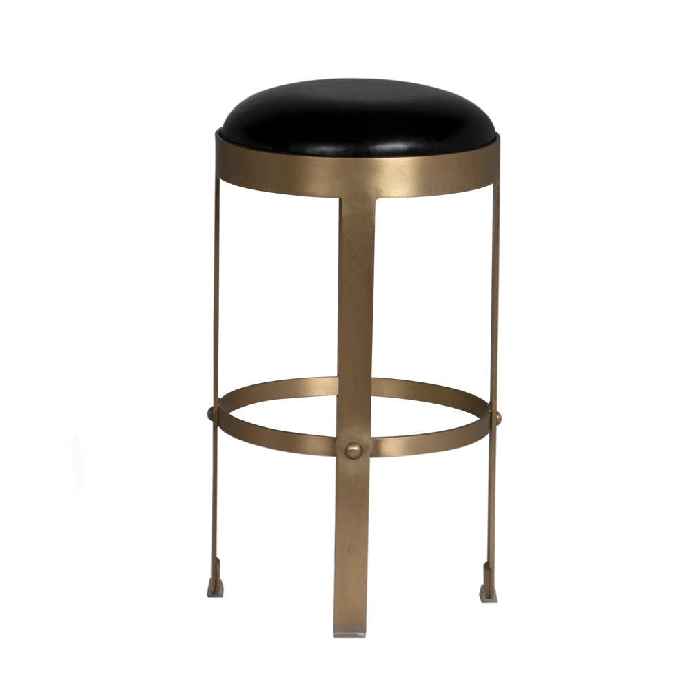 Prince Counter Stool with Leather, Brass Finish by NOIR