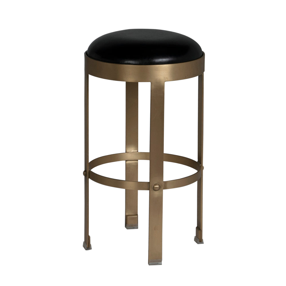 Prince Counter Stool with Leather, Brass Finish by NOIR