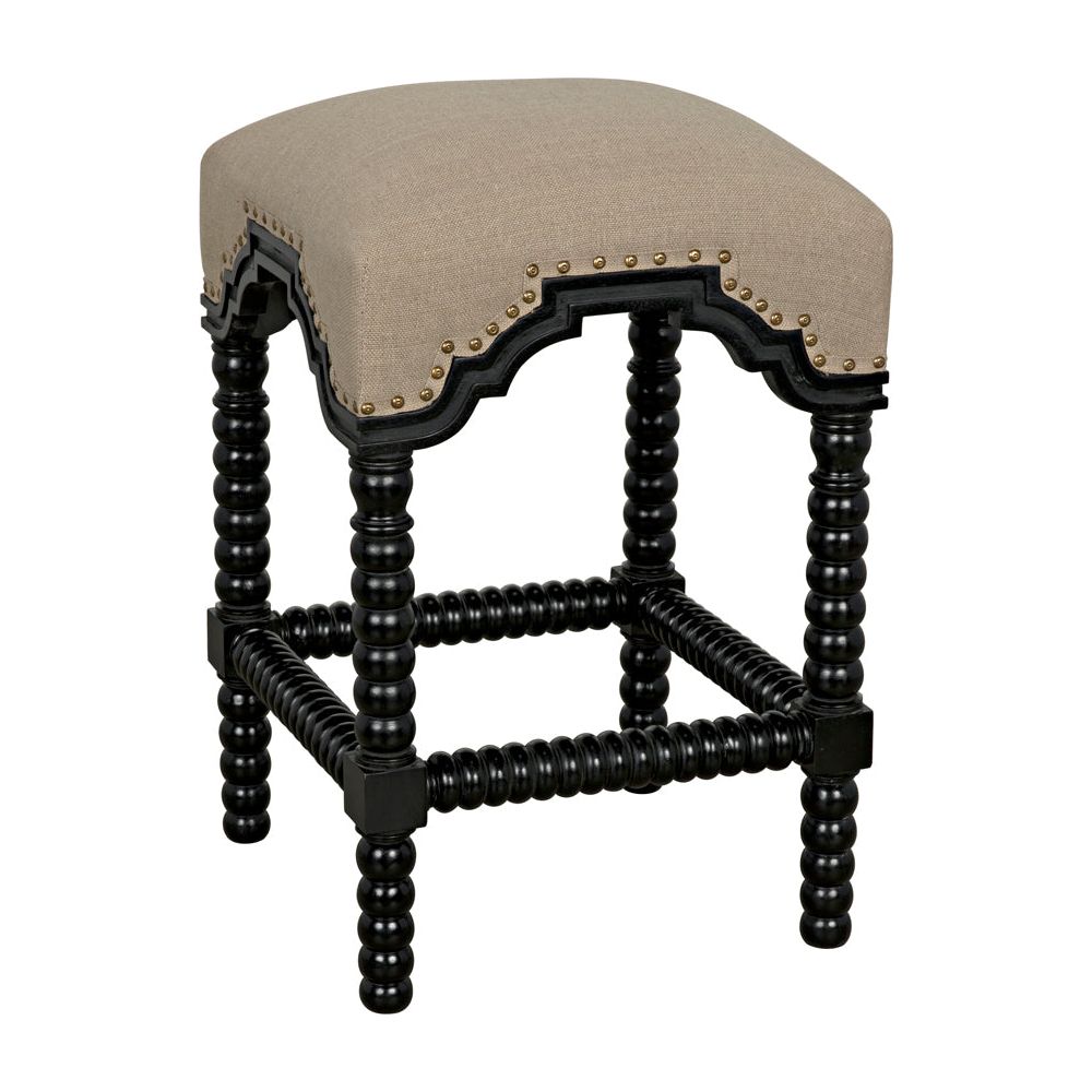 Abacus Counter Stool, Hand Rubbed Black by NOIR