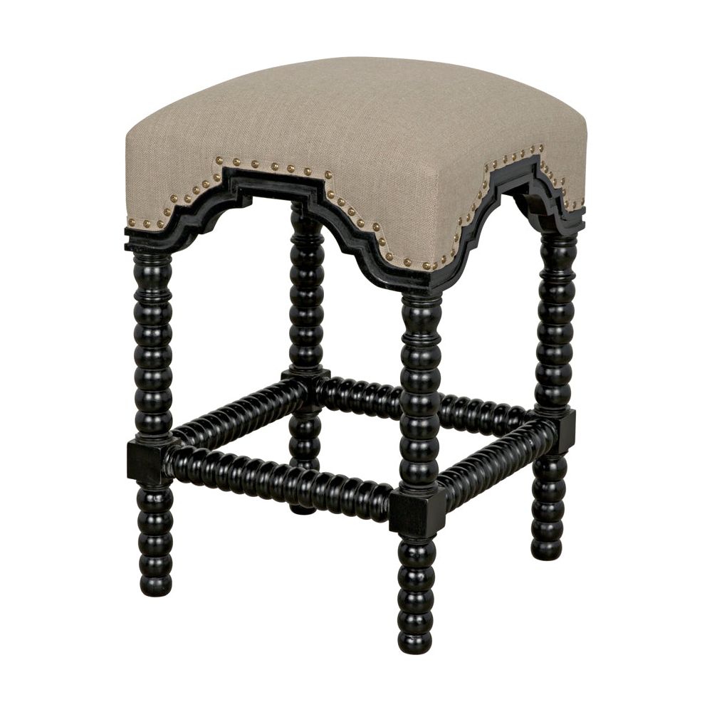 Abacus Counter Stool, Hand Rubbed Black by NOIR