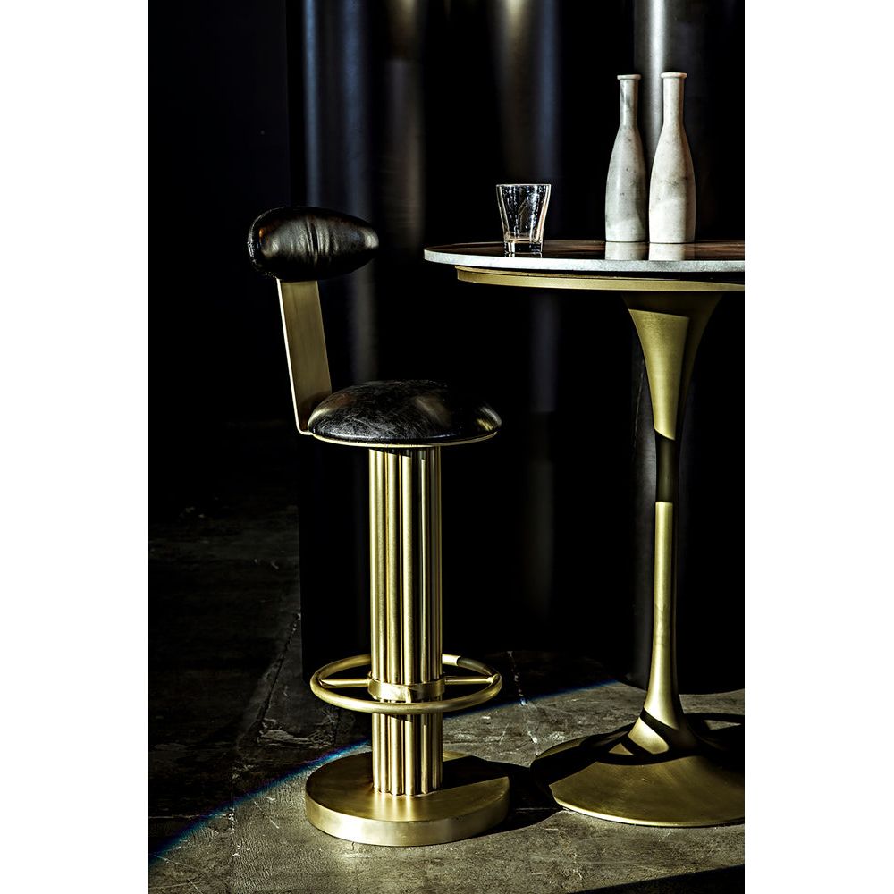 Sedes Bar Stool, Iron with Brass Finish by NOIR