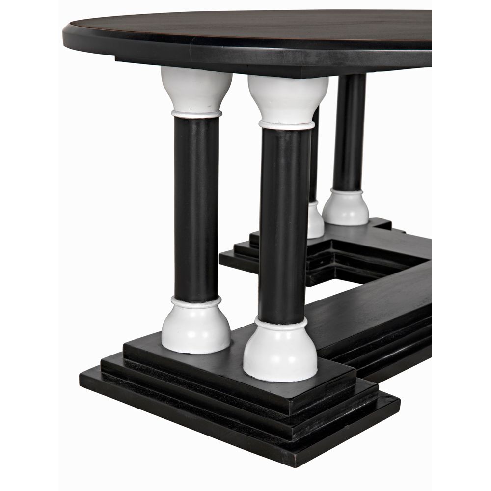 Desoto Coffee Table, Hand Rubbed Black and Solid White by NOIR
