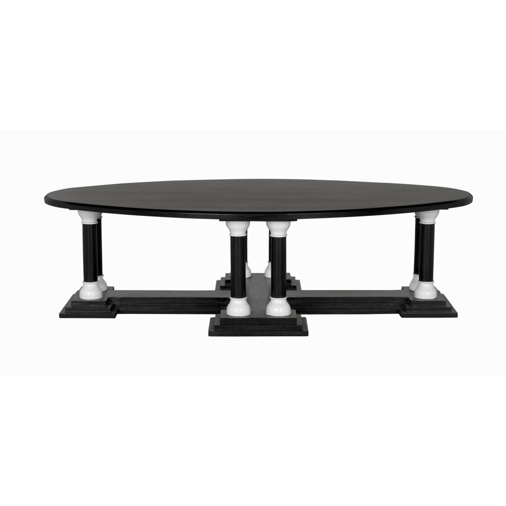 Desoto Coffee Table, Hand Rubbed Black and Solid White by NOIR