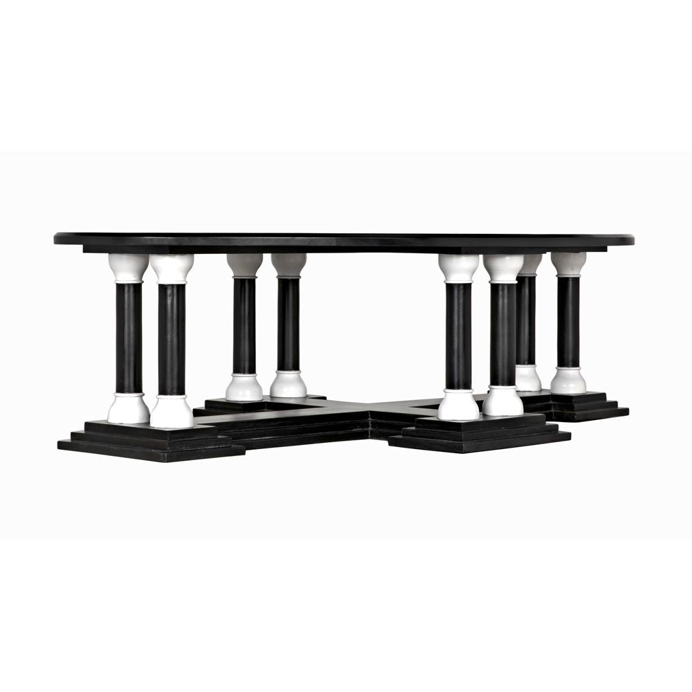 Desoto Coffee Table, Hand Rubbed Black and Solid White by NOIR