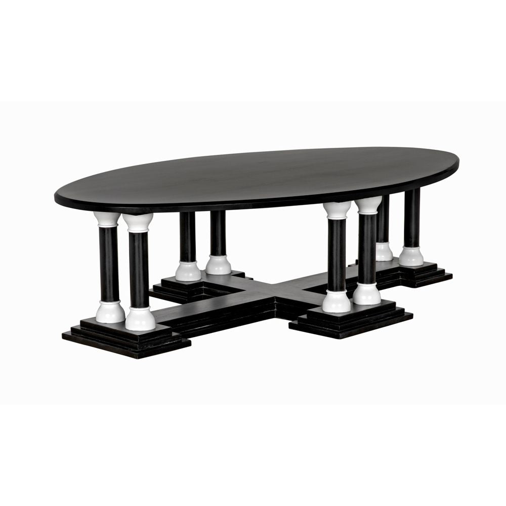 Desoto Coffee Table, Hand Rubbed Black and Solid White by NOIR