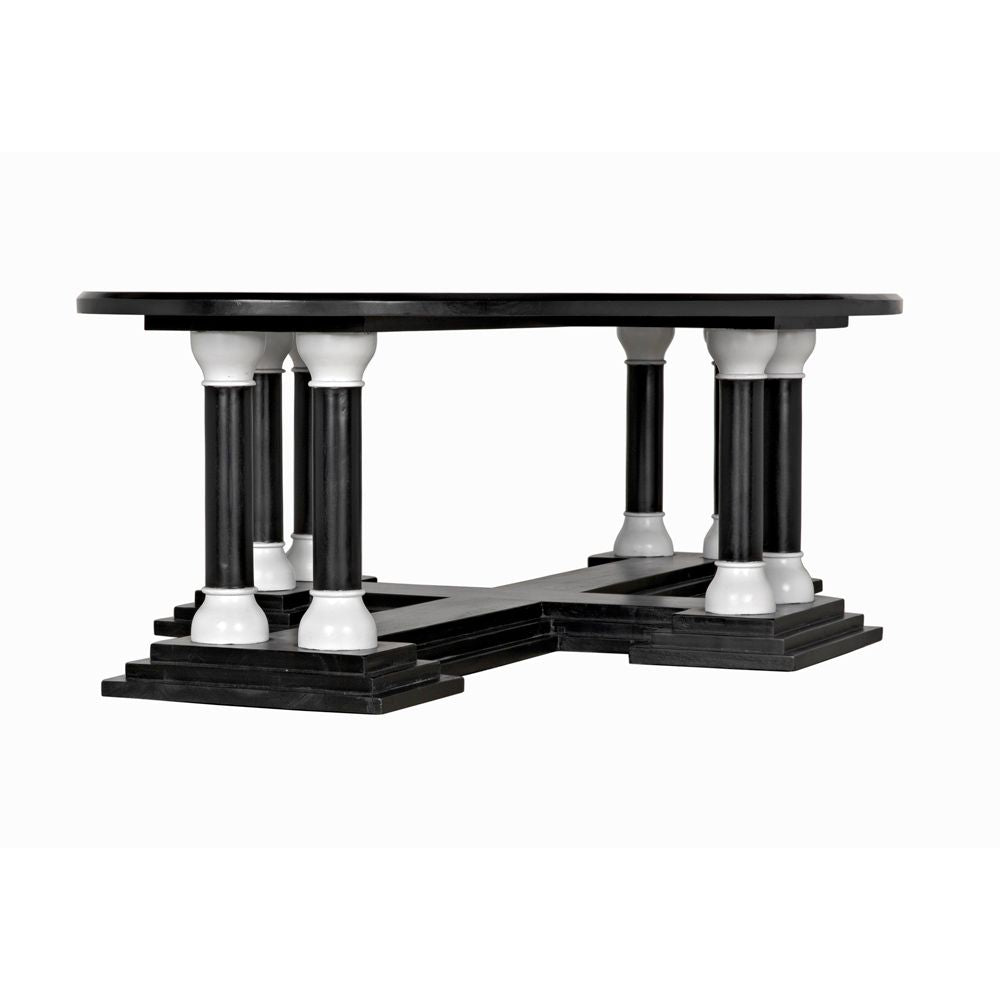Desoto Coffee Table, Hand Rubbed Black and Solid White by NOIR
