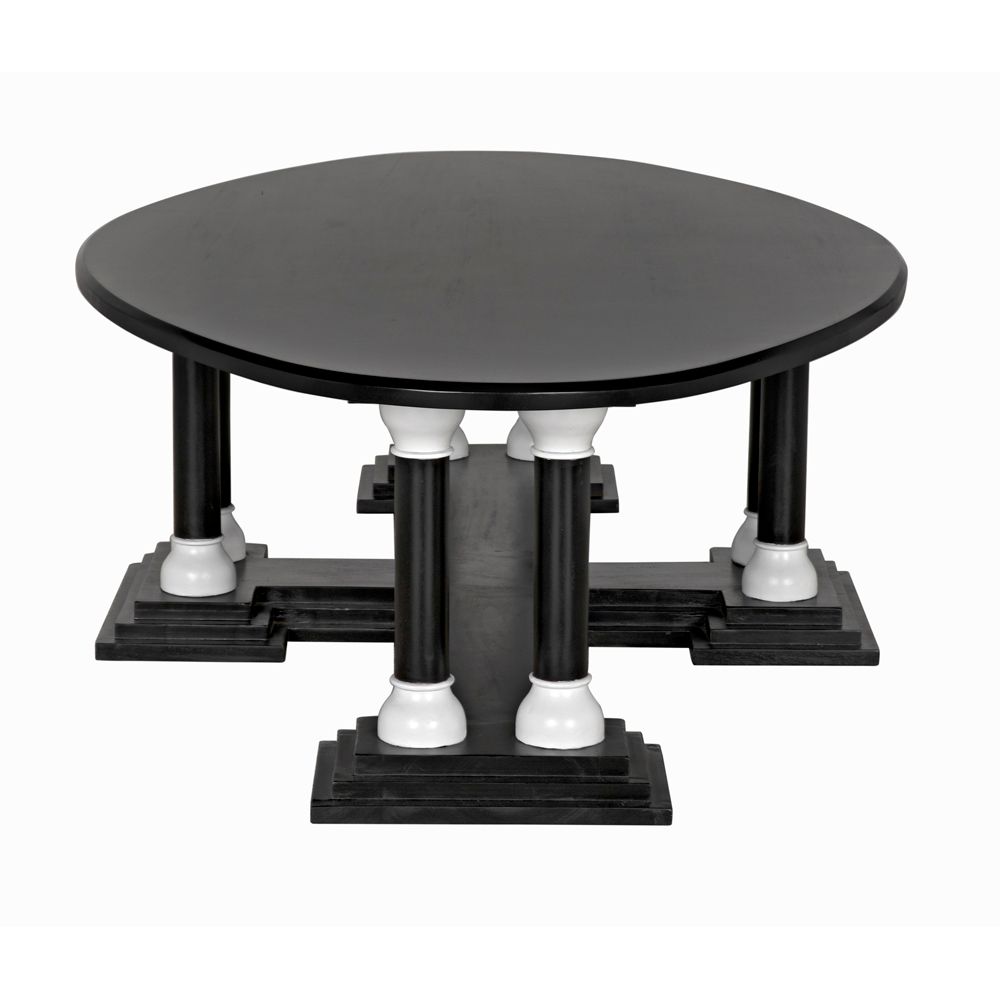 Desoto Coffee Table, Hand Rubbed Black and Solid White by NOIR
