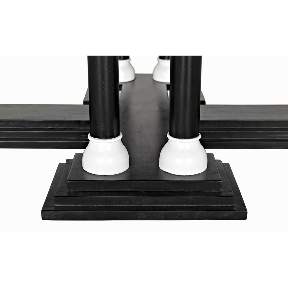 Desoto Coffee Table, Hand Rubbed Black and Solid White by NOIR