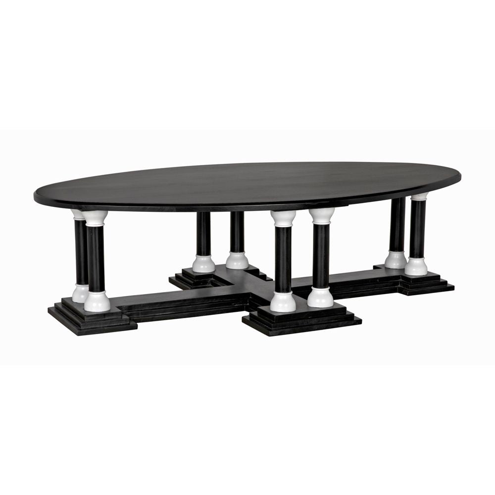 Desoto Coffee Table, Hand Rubbed Black and Solid White by NOIR