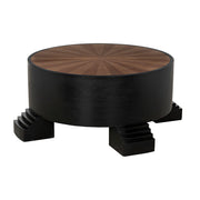 Tambour Coffee Table, Hand Rubbed Black with Veneer Top by NOIR