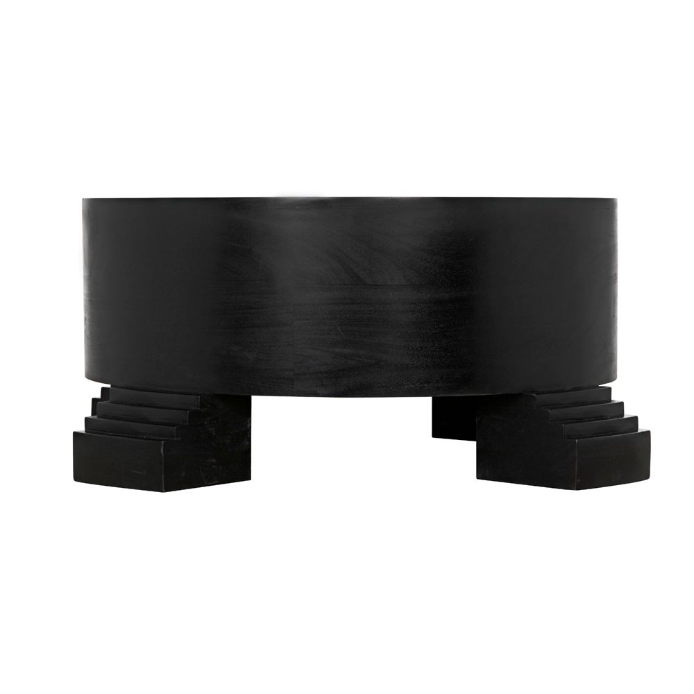 Tambour Coffee Table, Hand Rubbed Black with Veneer Top by NOIR