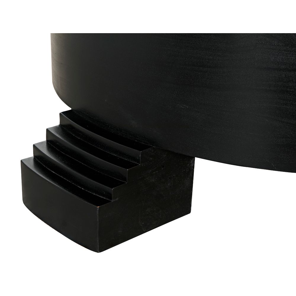 Tambour Coffee Table, Hand Rubbed Black with Veneer Top by NOIR