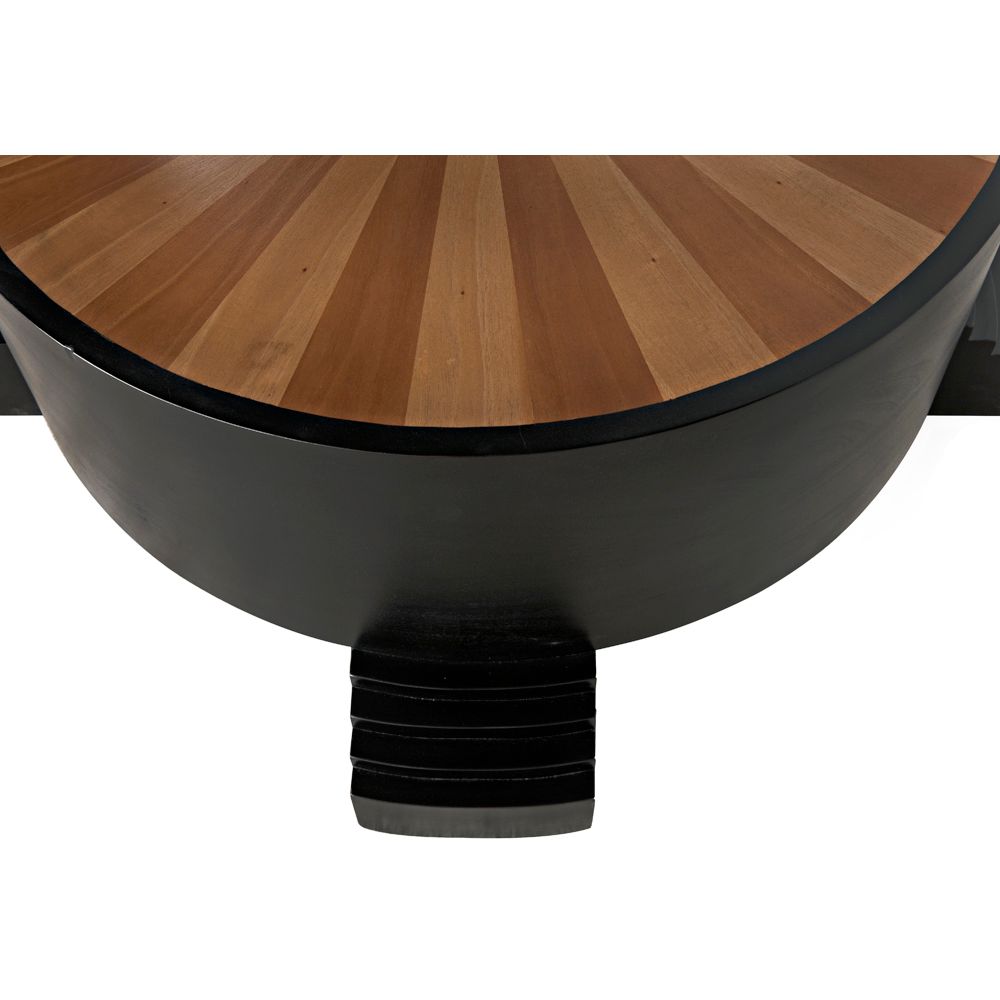Tambour Coffee Table, Hand Rubbed Black with Veneer Top by NOIR