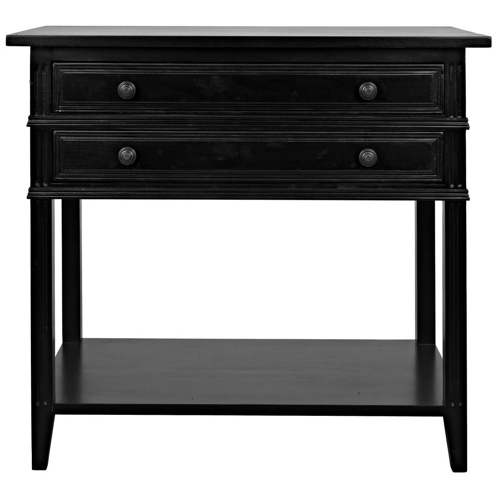 Colonial 2-Drawer Side Table, Distressed Black by NOIR