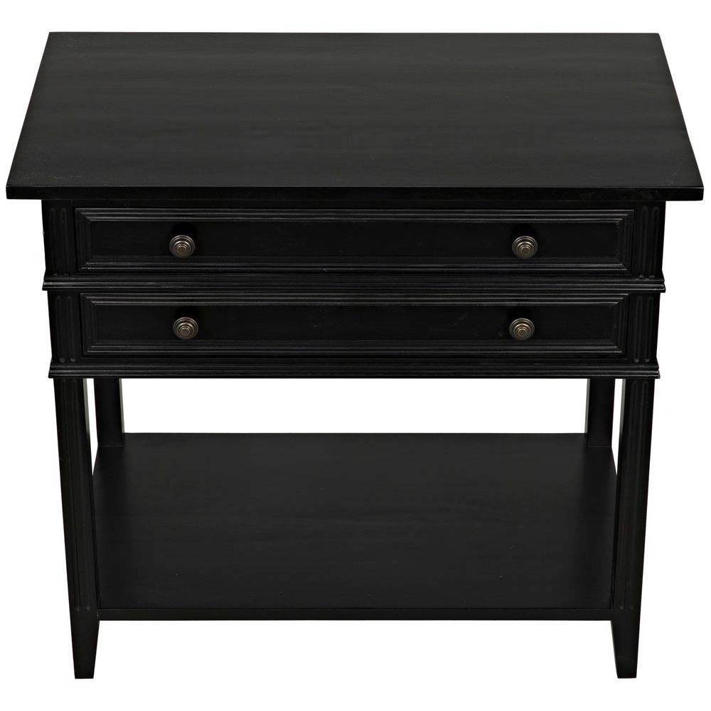 Colonial 2-Drawer Side Table, Distressed Black by NOIR