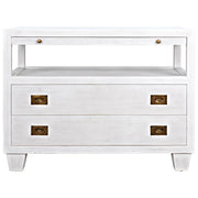 2-Drawer Side Table with Sliding Tray, White Wash by NOIR