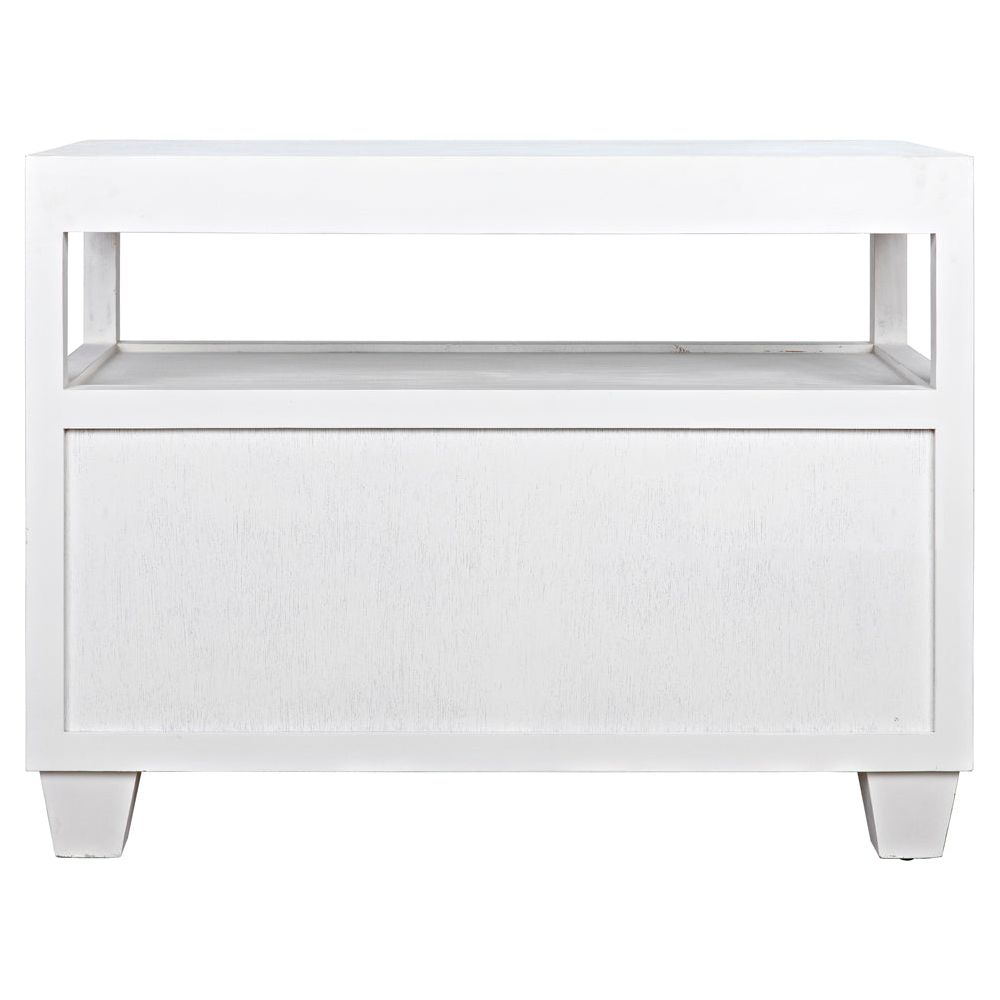 2-Drawer Side Table with Sliding Tray, White Wash by NOIR