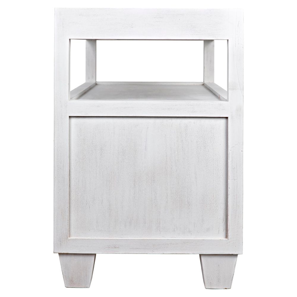 2-Drawer Side Table with Sliding Tray, White Wash by NOIR